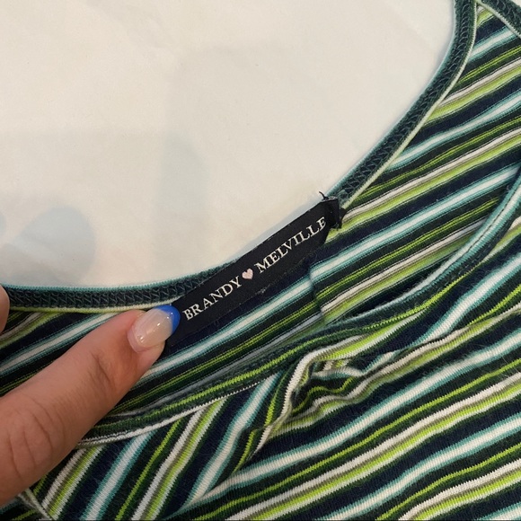 Brandy Melville Lola Green Striped Bodysuit - Picture 4 of 5